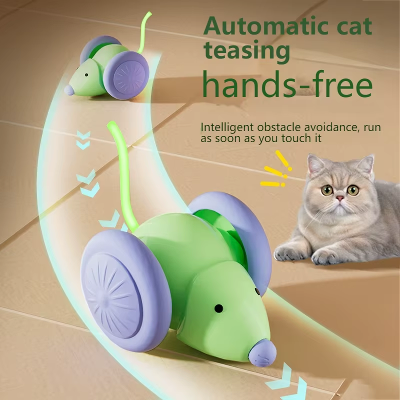 Smart Interactive Electric Mouse Toy for Cats – Automatic, Mute Running Teaser with Obstacle Avoidance & Self-Play Mode 🐭⚡