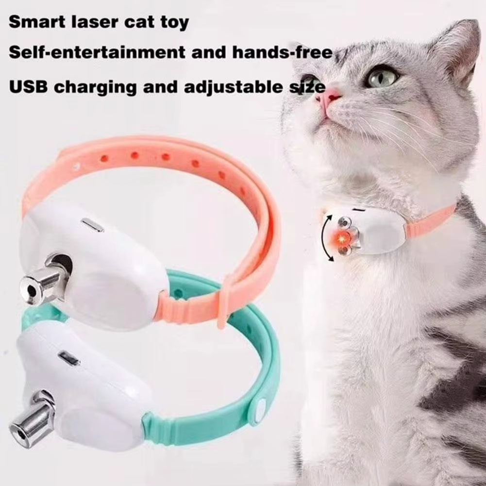 Interactive Smart Laser Collar for Cats - Rechargeable Auto Infrared Teasing Toy to Relieve Anxiety