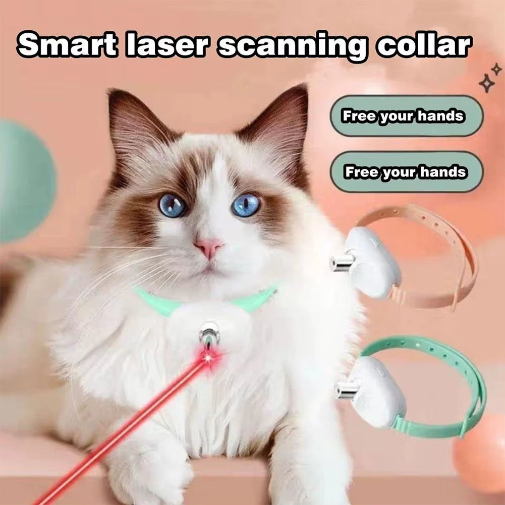 Interactive Smart Laser Collar for Cats - Rechargeable Auto Infrared Teasing Toy to Relieve Anxiety
