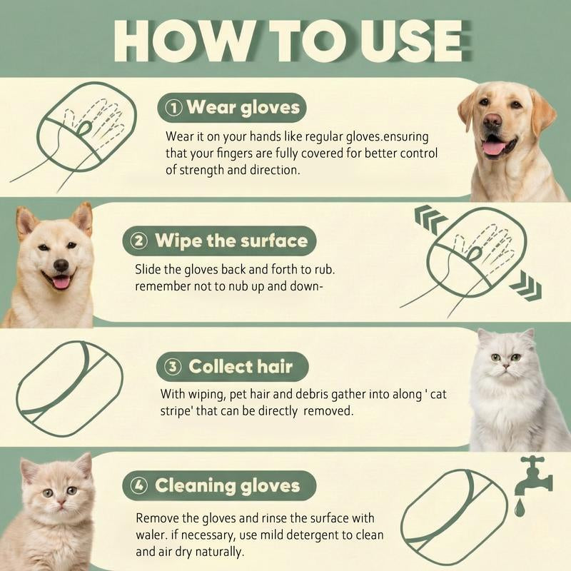 Revolutionary Double-Sided Pet Hair Remover Glove - Reusable & Washable Lint Tool for Effortless Cleaning of Furniture, Carpets, and Pet Beds! Perfect for Dog & Cat Owners!