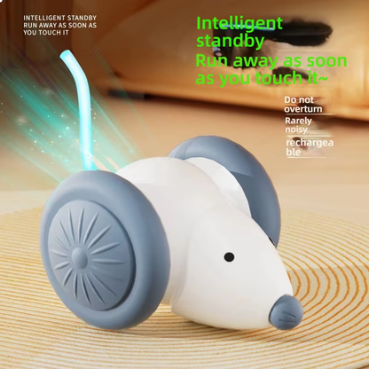 Smart Interactive Electric Mouse Toy for Cats – Automatic, Mute Running Teaser with Obstacle Avoidance & Self-Play Mode 🐭⚡