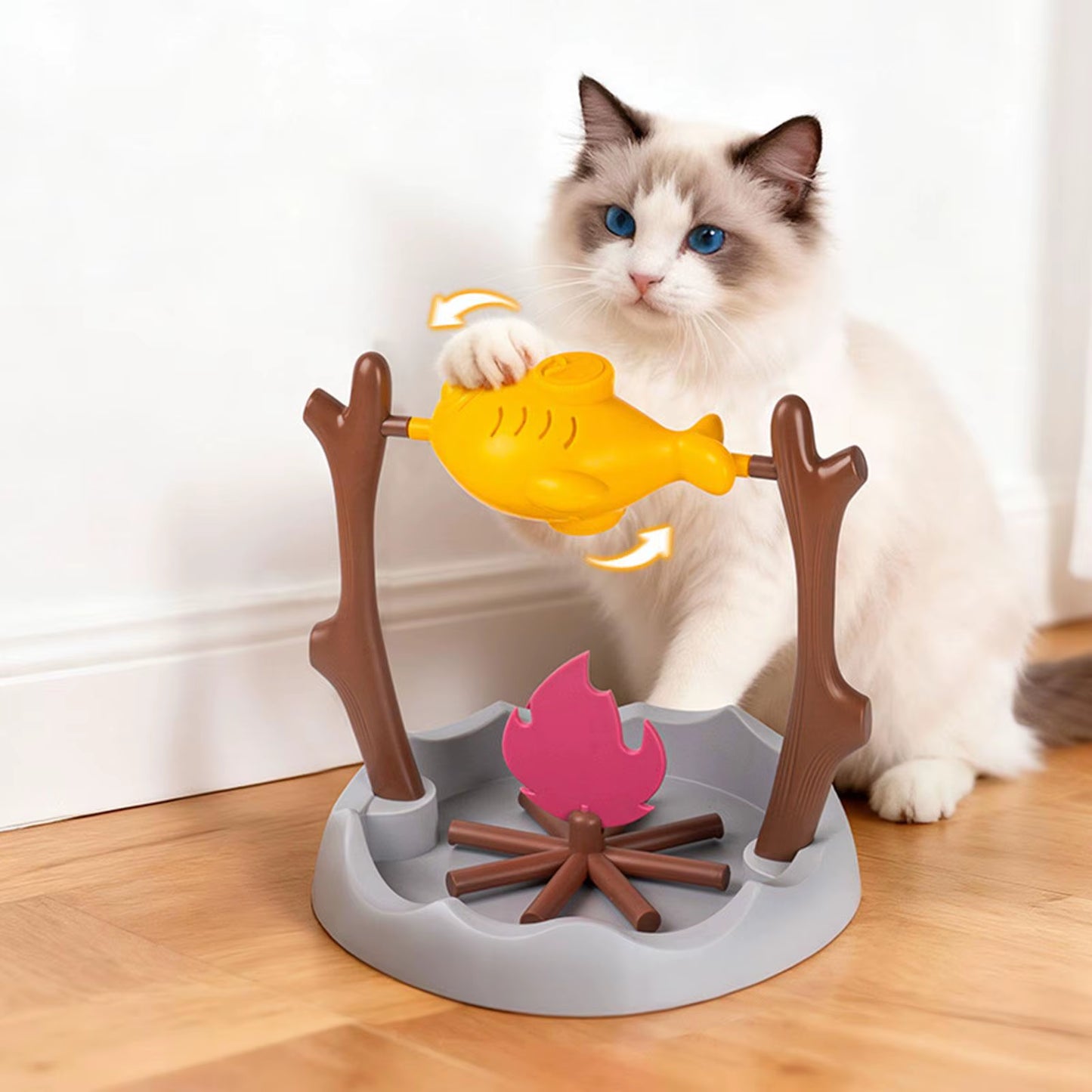 Interactive 360° Rotating Snack Toy for Cats - Fun Slow Feeder with Roast Chicken Leg Design