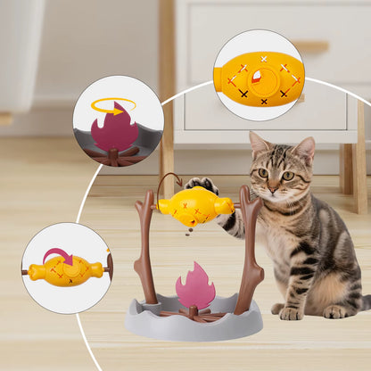 Interactive 360° Rotating Snack Toy for Cats - Fun Slow Feeder with Roast Chicken Leg Design
