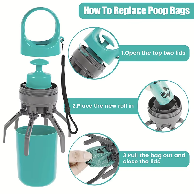 Hands-Free Dog Pooper Scooper – Portable No-Touch Pet Waste Cleaner with Built-In Garbage Bag Dispenser 🐾