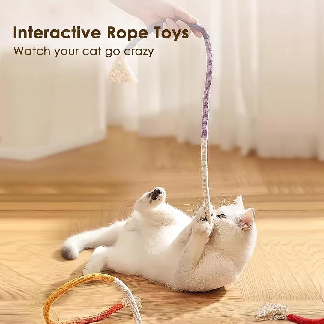 Interactive Cotton Cat Chew Toy with Catnip – Teething & Teeth Cleaning Rope for Indoor Cats