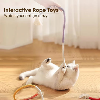 Interactive Cotton Cat Chew Toy with Catnip – Teething & Teeth Cleaning Rope for Indoor Cats