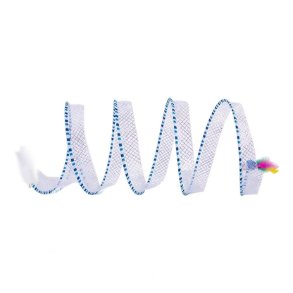 Foldable Interactive Cat Tunnel – Plush Spiral Toy with Feathers for Solo Play, Exercise & Stress Relief 🐱✨