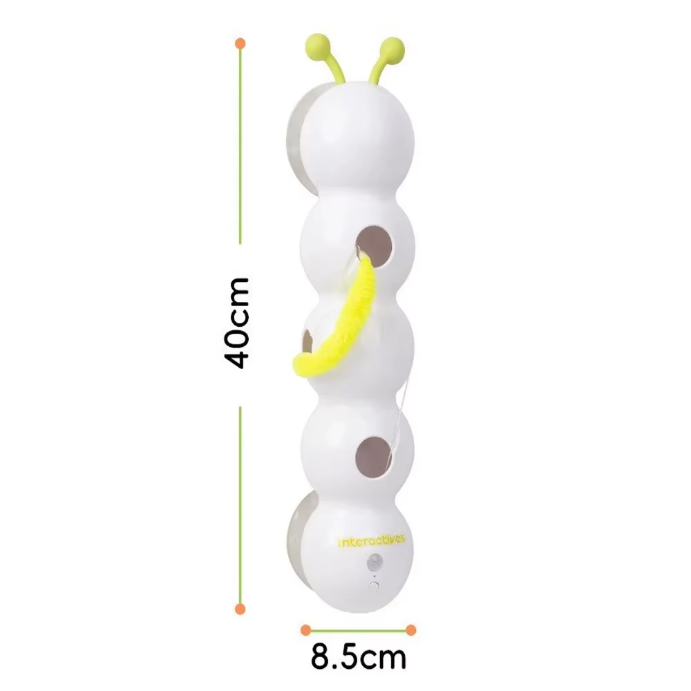 Rechargeable Motion-Activated Caterpillar Cat Toy – Interactive Whack-A-Worm Teaser Post with Automatic Moving Tail for Endless Play 🐛🐾
