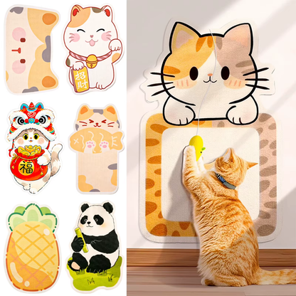 Wall-Mounted Cat Scratcher with Hanging Toy – Self-Adhesive, Space-Saving Claw Care & Play for Happy Cats 🐾