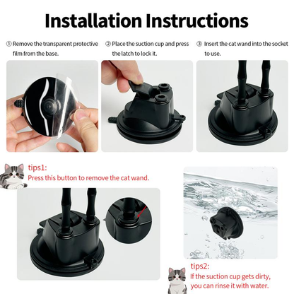 10-Piece Interactive Cat Toy Set – Suction Cup Wand with Natural Feathers & Bells for Hands-Free Hunting, Chasing & Self-Play with Multiple Replacements 🐱✨