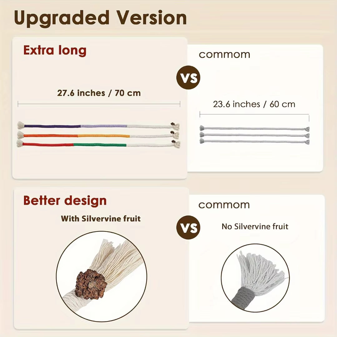 Interactive Cotton Cat Chew Toy with Catnip – Teething & Teeth Cleaning Rope for Indoor Cats